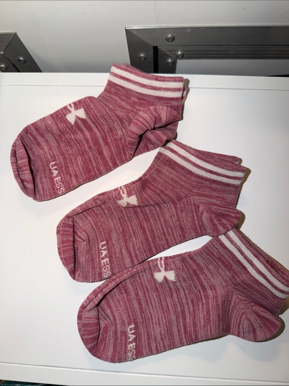 Under Armour Heather Rose Ankle Athletic Socks with White Stripes